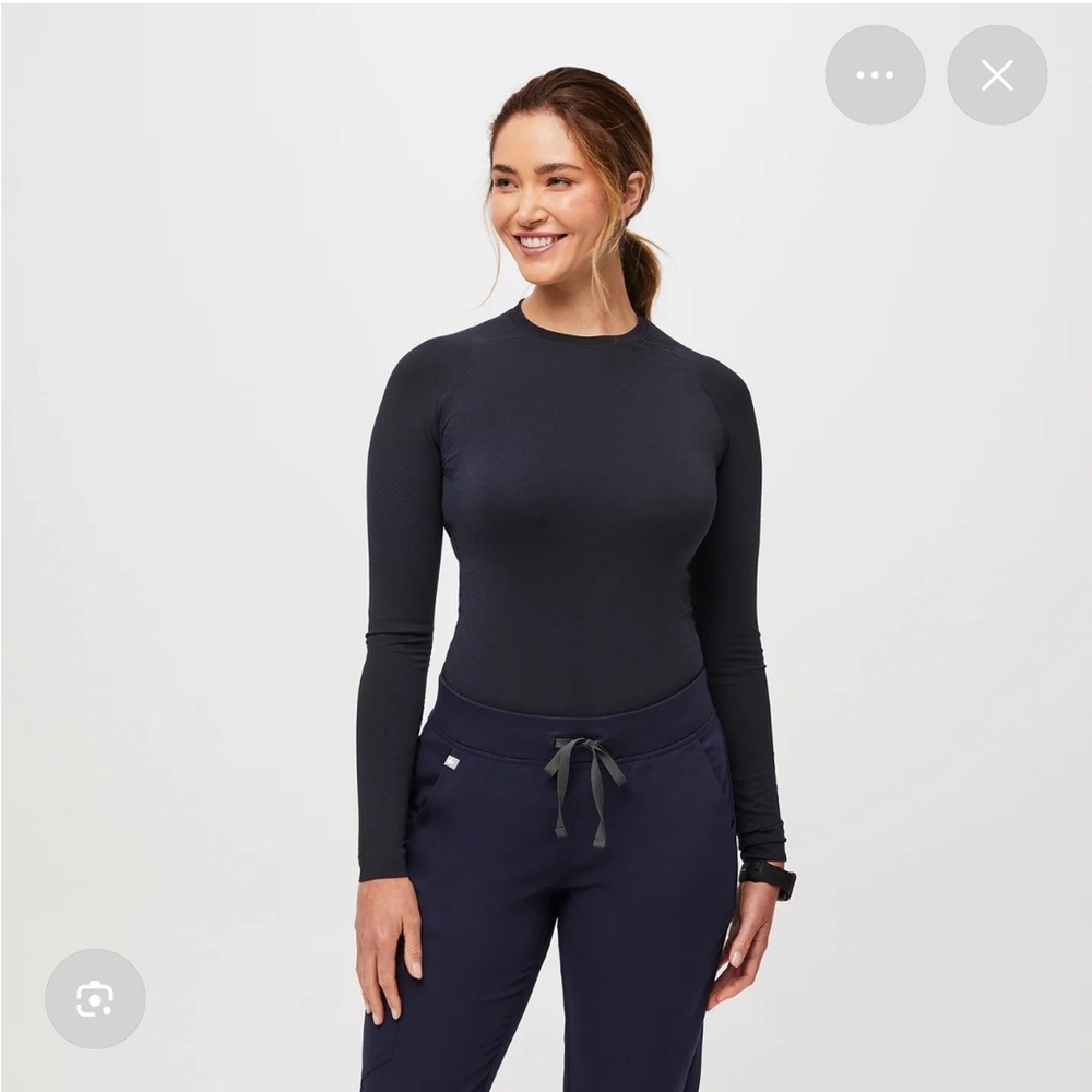 Figs Navy Blue Seamless Longsleeve Top